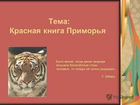 Презентация к уроку по окружающему миру (3 класс) по теме: Красная Книга Приморья