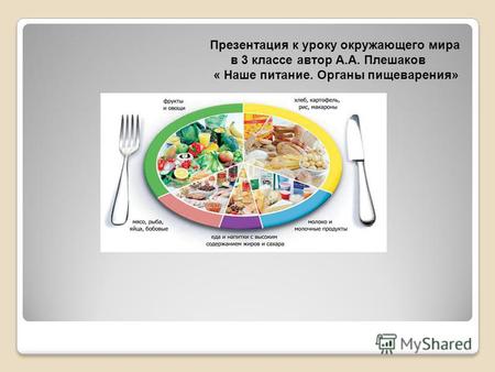 Презентация к уроку по окружающему миру (3 класс) на тему: Презентация Наше питание. Пищеварительная система