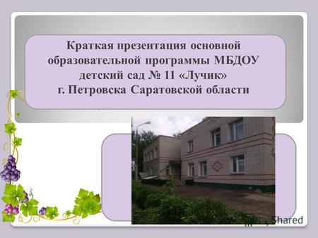 Краткая презентация основной образовательной программы МБДОУ детский сад 11 «Лучик» г. Петровска Саратовской области.
