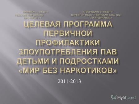 2011-2013 Разработана директором МБОУ « Чернская СОШ 2» Андриановой О. И.