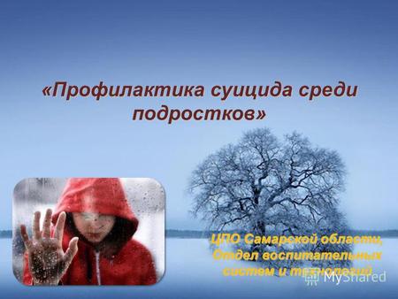 «Профилактика суицида среди подростков» ЦПО Самарской области, Отдел воспитательных систем и технологий.