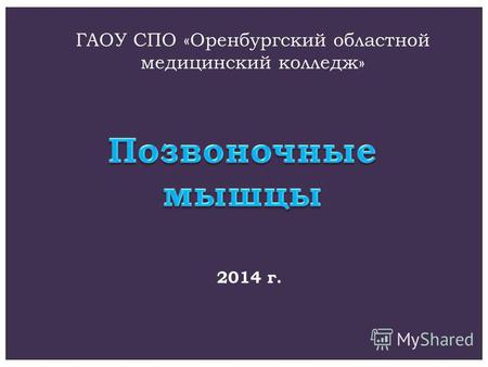 ГАОУ СПО «Оренбургский областной медицинский колледж» 2014 г.