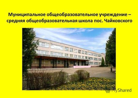 Муниципальное общеобразовательное учреждение – средняя общеобразовательная школа пос. Чайковского.