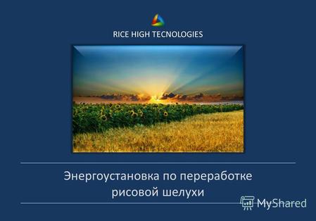 RICE HIGH TECNOLOGIES Энергоустановка по переработке рисовой шелухи.