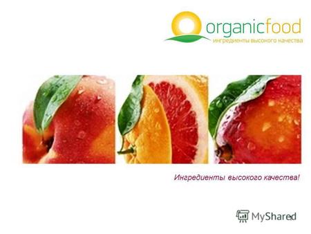1 Ингредиенты высокого качества!. 2 O КОМПАНИИ «ORGANIC FOOD» Компания «Organic Food» начала свою деятельность в октябре 2010 года Компания является поставщиком.