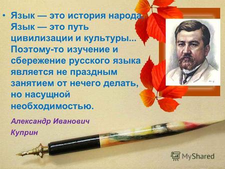 Язык это история народа. Язык это путь цивилизации и культуры... Поэтому-то изучение и сбережение русского языка является не праздным занятием от нечего.
