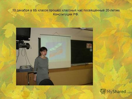 10 декабря в 6Б классе прошёл классный час посвящённый 20-летию Конституции РФ.