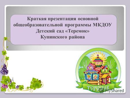 Краткая презентация основной общеобразовательной программы МКДОУ Детский сад «Теремок» Купинского района.