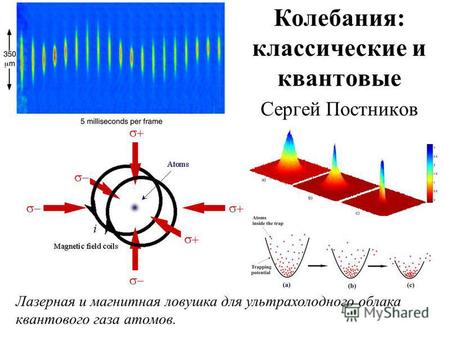 Колебания: классические и квантовые Сергей Постников Лазерная и магнитная ловушка для ультрахолодного облака квантового газа атомов.