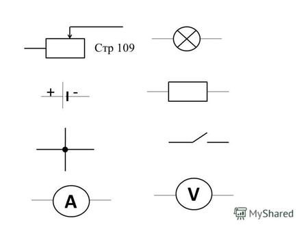 +- V А Стр 109. А +- +- V +- V +- А V V V Различные виды соединений 1.Последовательное соединение 2.Параллельное соединение.