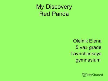 My Discovery Red Panda Oleinik Elena 5 «а» grade Tavricheskaya gymnasium.