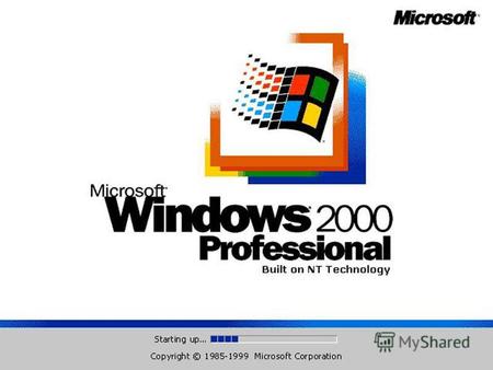 Разрядность и интерфейс Windows 2000 может быть только 32 разрядной Обладает графическим интерфейсом.