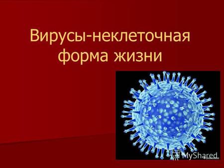 Вирусы-неклеточная форма жизни. Вирусы (лат. virus яд)- неклеточные формы жизни, то есть не имеют клеточного строения. Они представляют собой переходную.