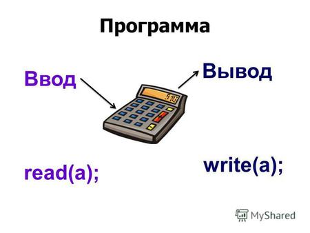 Программа Ввод Вывод read(a); write(a);. Переменная a 5.