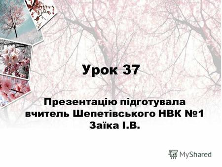 Урок 37 Презентацію підготувала вчитель Шепетівського НВК 1 Заїка І.В.