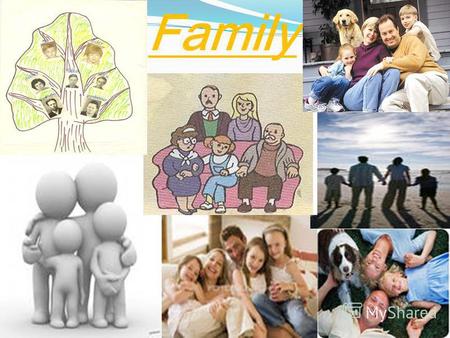 Family На этом уроке мы будем учиться: 1) называть по-английски членов семьи; 2) составлять предложения по теме «Семья» с опорой на картинку; 3) составлять.