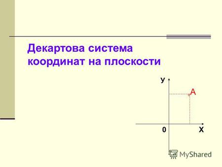 Декартова система координат на плоскости 0 Х У А.