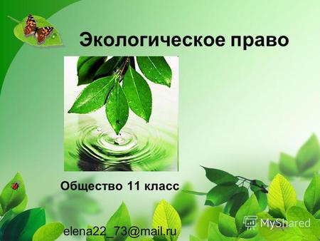 Экологическое право Общество 11 класс elena22 73@mail.ru.