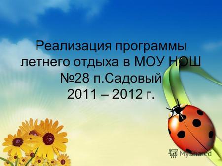 Реализация программы летнего отдыха в МОУ НОШ 28 п.Садовый 2011 – 2012 г.