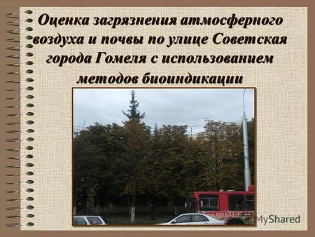 Оценка загрязнения атмосферного воздуха и почвы по улице Советская города Гомеля с использованием методов биоиндикации.
