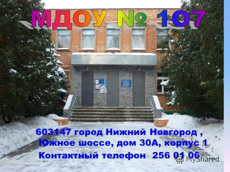 603147 город Нижний Новгород, Южное шоссе, дом 30 А, корпус 1 Контактный телефон 256 01 06.
