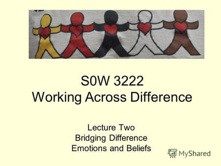 S0W 3222 Working Across Difference Lecture Two Bridging Difference Emotions and Beliefs.