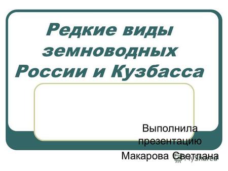Редкие виды земноводных России и Кузбасса Выполнила презентацию Макарова Светлана.