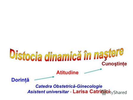 Cunoştinţe Atitudine Dorinţă Catedra Obstetrică-Ginecologie Asistent universitar - Larisa Catrinici.