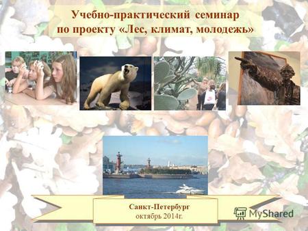 Санкт-Петербург октябрь 2014 г. Учебно-практический семинар по проекту «Лес, климат, молодежь»