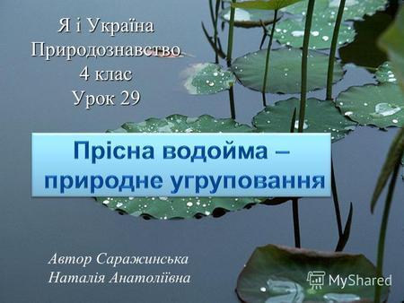 Я і Україна Природознавство 4 клас Урок 29 Автор Саражинська Наталія Анатоліївна.