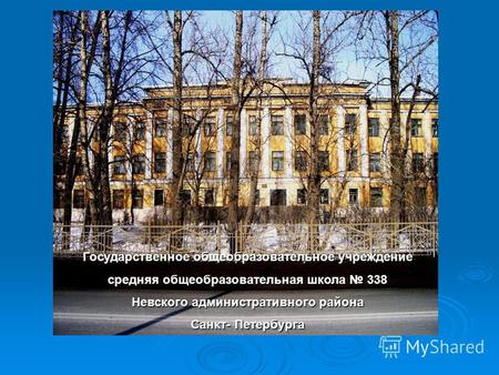 Государственное общеобразовательное учреждение средняя общеобразовательная школа 338 Невского административного района Санкт- Петербурга.