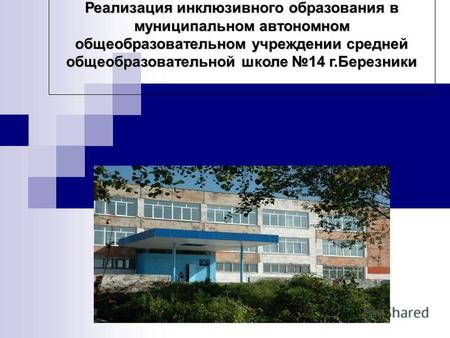 Реализация инклюзивного образования в муниципальном автономном общеобразовательном учреждении средней общеобразовательной школе 14 г.Березники.