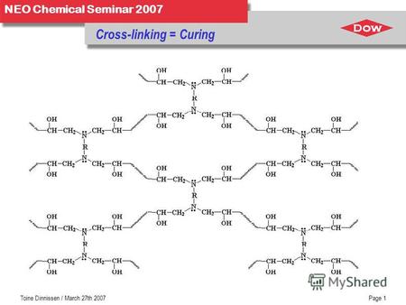 Toine Dinnissen / March 27th 2007Page 1 NEO Chemical Seminar 2007 Cross-linking = Curing.