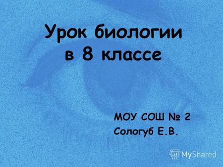 Урок биологии в 8 классе МОУ СОШ 2 Сологуб Е.В.. Античный философ Гераклит Эфесский заметил, что «глаза более точные свидетели, чем уши». « Зрение - самое.