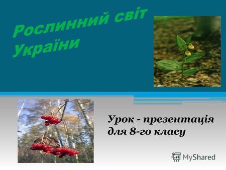 Урок - презентація для 8-го класу Вивчити загальну характеристику рослинного світу України Ознайомитись : а) з рослинністю лісів Полісся, Кримських та.