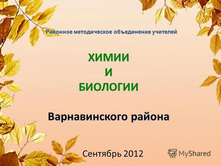 ХИМИИ И БИОЛОГИИ Варнавинского района Сентябрь 2012 Районное методическое объединение учителей.