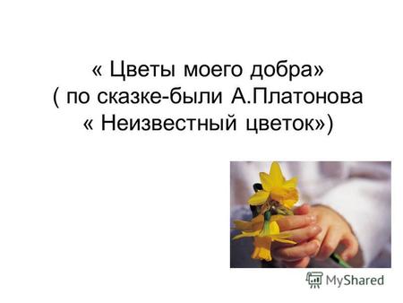 « Цветы моего добра» ( по сказке-были А.Платонова « Неизвестный цветок»)