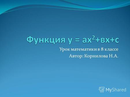 Урок математики в 8 классе Автор: Корнилова Н.А..