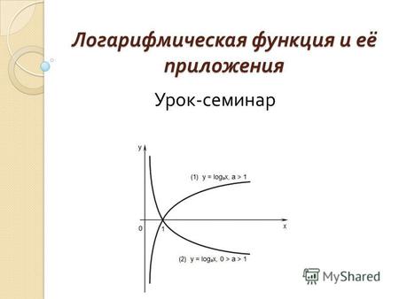 Логарифмическая функция и её приложения Урок - семинар.