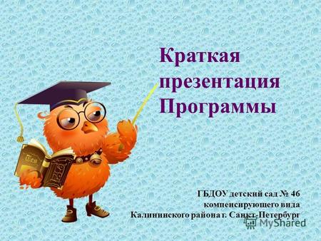 Краткая презентация Программы ГБДОУ детский сад 46 компенсирующего вида Калининского района г. Санкт-Петербург.