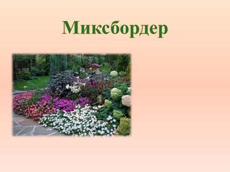 Миксбо́рдер (от англ. mix «смешивать» и border «граница») вытянутый цветник, в котором растения подбираются таким образом, чтобы цветник выглядел декоративно.