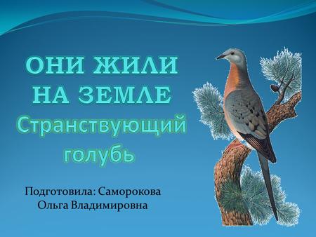 Подготовила: Саморокова Ольга Владимировна. В США жили необыкновенные голуби. Они перелетали огромными стаями с одного места на другое. Поэтому их назвали.