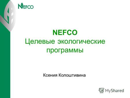 NEFCO Целевые экологические программы Ксения Колоштивина.