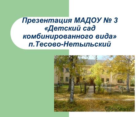 Презентация МАДОУ 3 «Детский сад комбинированного вида» п.Тесово-Нетыльский.