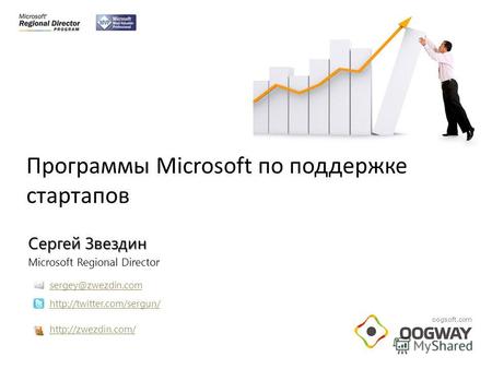 Сергей Звездин Microsoft Regional Director   sergey@zwezdin.com oogsoft.com Программы Microsoft по поддержке.