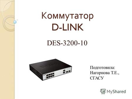 Коммутатор D-LINK DES-3200-10 Подготовила: Нагорнова Т.Е., СГАСУ.