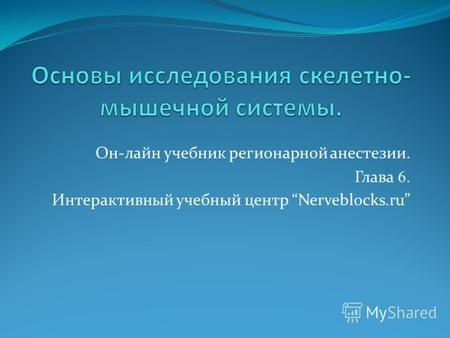 Он-лайн учебник регионарной анестезии. Глава 6. Интерактивный учебный центр Nerveblocks.ru.