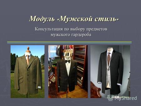 Модуль « Мужской стиль » Консультация по выбору предметов мужского гардероба.