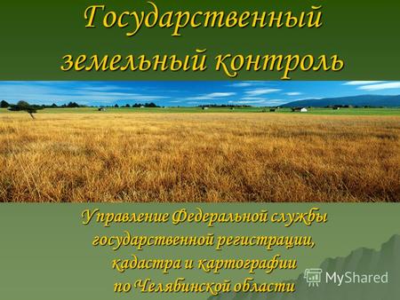 Государственный земельный контроль Управление Федеральной службы государственной регистрации, кадастра и картографии по Челябинской области.