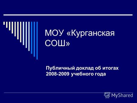 МОУ «Курганская СОШ» Публичный доклад об итогах 2008-2009 учебного года.